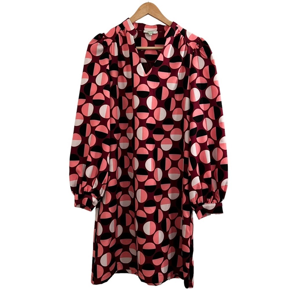 Jade Melody by Tam Dress with Circle Pattern, V neck, balloon sleeves, lined S